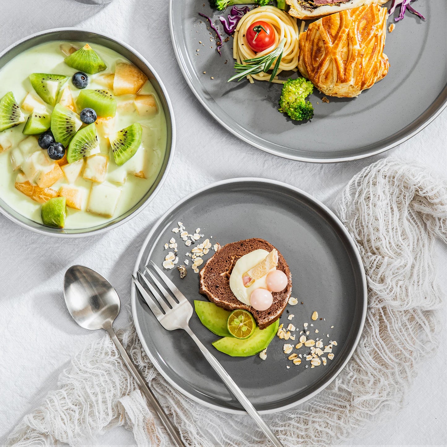 The Nordic Ash Collection: Architectural Sesame Glaze Stoneware | 16, 32, or 48-Piece