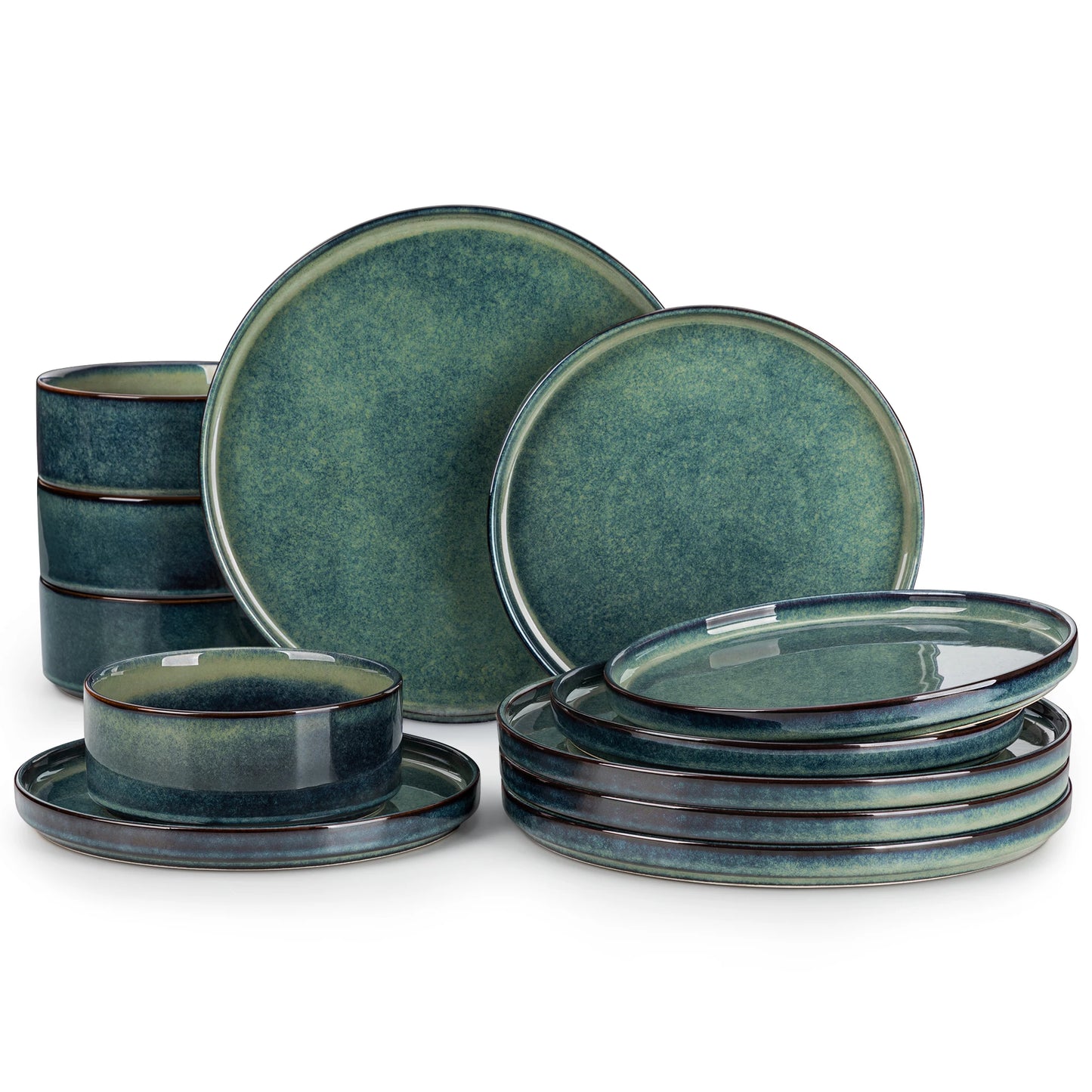The Starry Kiln Collection: Reactive "Oven-Change" Porcelain in Celestial Jade | 12, 24, or 36-Piece
