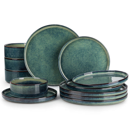 The Starry Kiln Collection: Reactive "Oven-Change" Porcelain in Celestial Jade | 12, 24, or 36-Piece