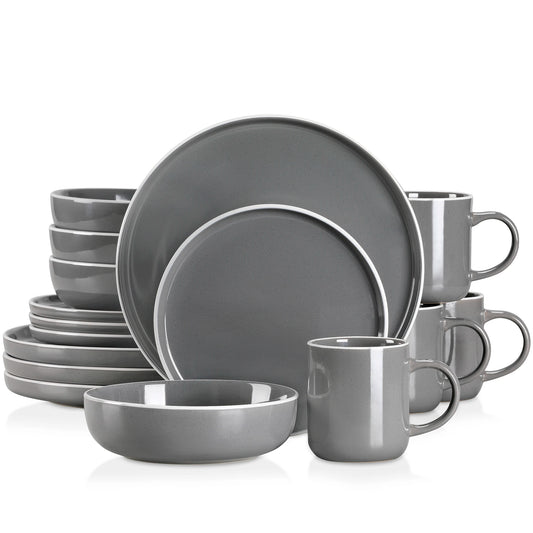 The Nordic Ash Collection: Architectural Sesame Glaze Stoneware | 16, 32, or 48-Piece