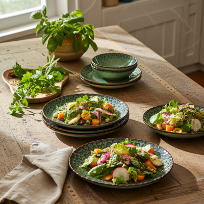 The Chrys Collection: Radiant Petal Relief Stoneware in Charcoal Mist | 12 or 24-Piece